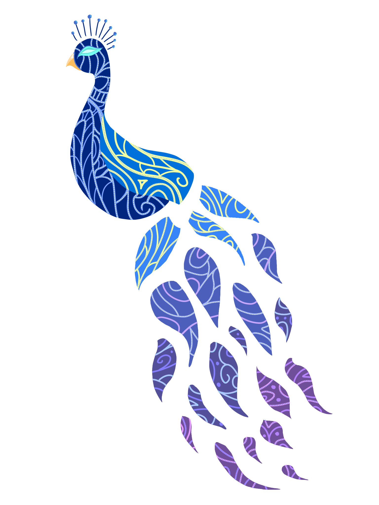 Stylized Peacock in Profile
